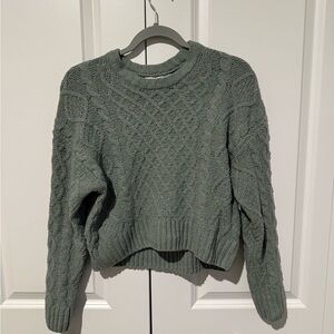 Pink Rose Olive Cable Knit Sweater